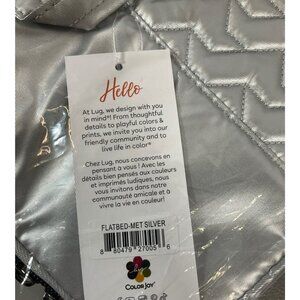 Lug Quilted Cosmetic Case with Top Handle, Metallic Silver, Zigzag Design - 8804